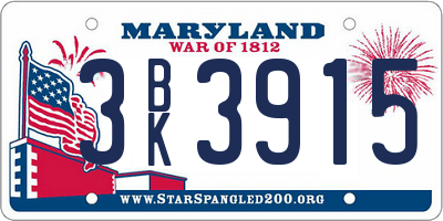 MD license plate 3BK3915