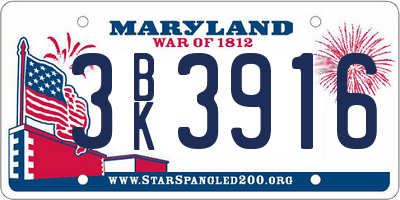 MD license plate 3BK3916