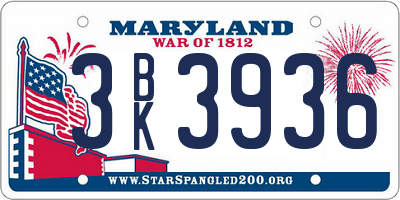 MD license plate 3BK3936