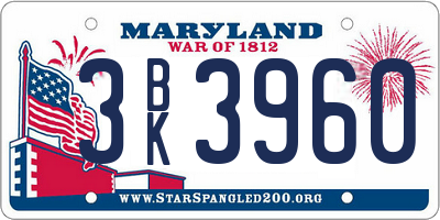 MD license plate 3BK3960