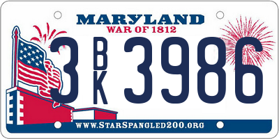 MD license plate 3BK3986