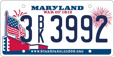 MD license plate 3BK3992