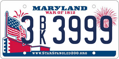 MD license plate 3BK3999