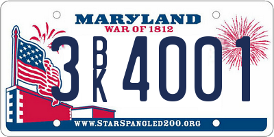 MD license plate 3BK4001