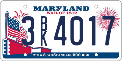 MD license plate 3BK4017