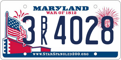MD license plate 3BK4028