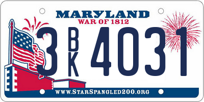 MD license plate 3BK4031