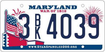 MD license plate 3BK4039