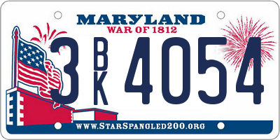 MD license plate 3BK4054