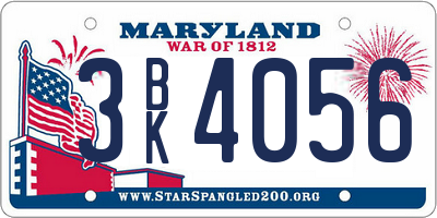 MD license plate 3BK4056