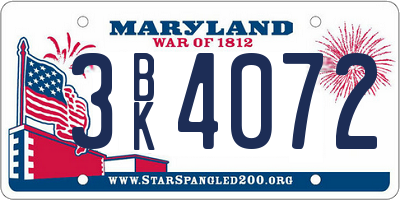 MD license plate 3BK4072