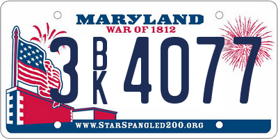 MD license plate 3BK4077