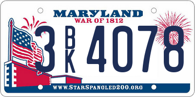 MD license plate 3BK4078