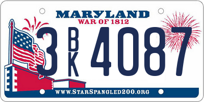 MD license plate 3BK4087