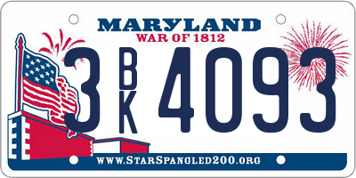 MD license plate 3BK4093