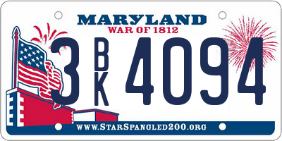 MD license plate 3BK4094