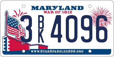 MD license plate 3BK4096