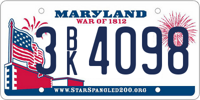 MD license plate 3BK4098