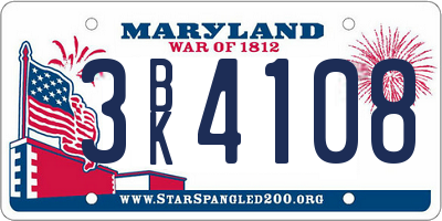 MD license plate 3BK4108