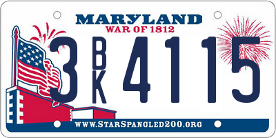 MD license plate 3BK4115