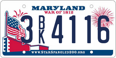MD license plate 3BK4116