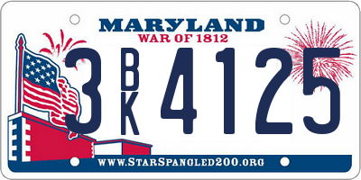 MD license plate 3BK4125