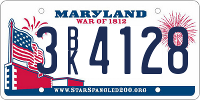 MD license plate 3BK4128