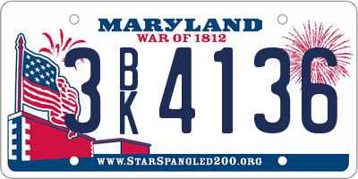 MD license plate 3BK4136