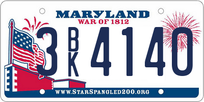 MD license plate 3BK4140