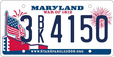 MD license plate 3BK4150
