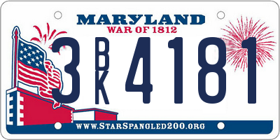 MD license plate 3BK4181