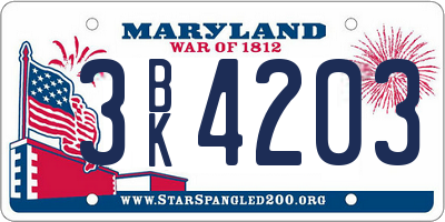 MD license plate 3BK4203