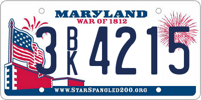 MD license plate 3BK4215