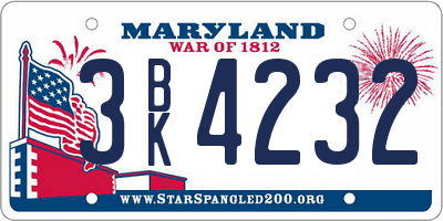 MD license plate 3BK4232