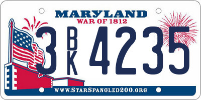 MD license plate 3BK4235