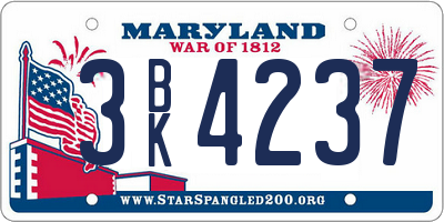 MD license plate 3BK4237