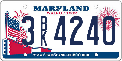 MD license plate 3BK4240