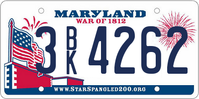 MD license plate 3BK4262