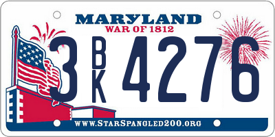 MD license plate 3BK4276
