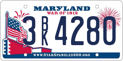 MD license plate 3BK4280