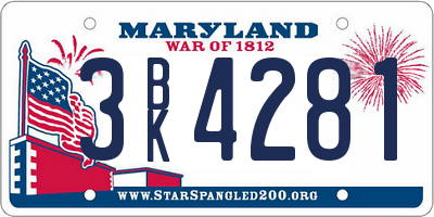 MD license plate 3BK4281