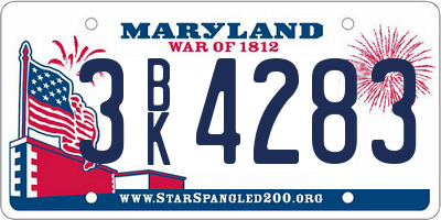 MD license plate 3BK4283