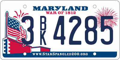 MD license plate 3BK4285