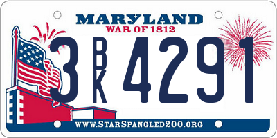 MD license plate 3BK4291