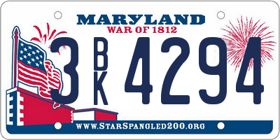 MD license plate 3BK4294