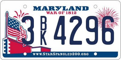 MD license plate 3BK4296