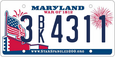 MD license plate 3BK4311