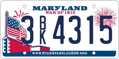 MD license plate 3BK4315