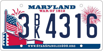 MD license plate 3BK4316