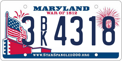 MD license plate 3BK4318